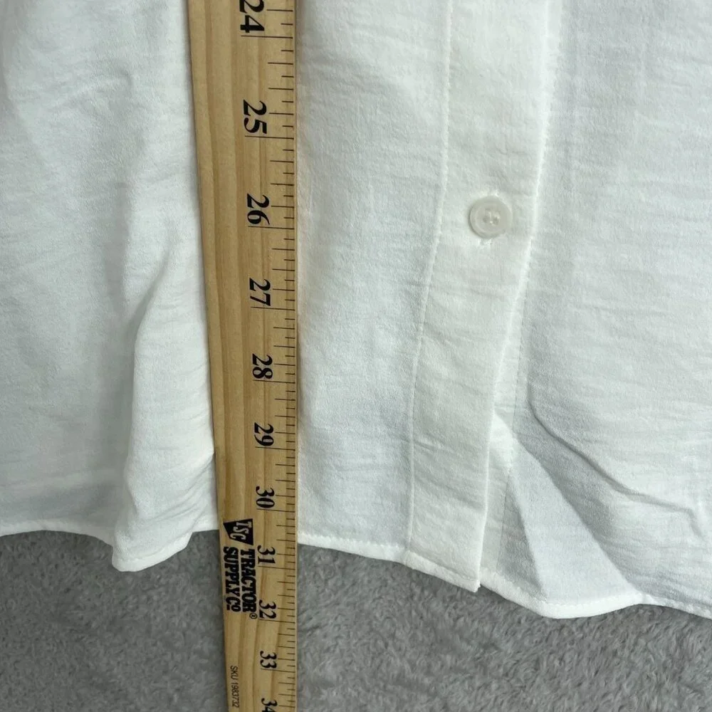 Hilary Radley Women's L Ivory Long Sleeve Button-Down Shirt 100% Polyester M0415 - Picture 7 of 13